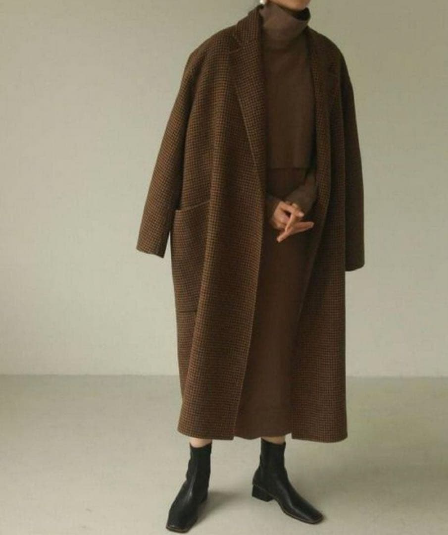 チェック柄オーバーサイズロングコート