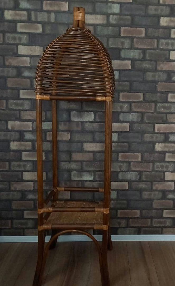 ラタンランプシェード　ラタン飾り棚　ラック　オールドラタン