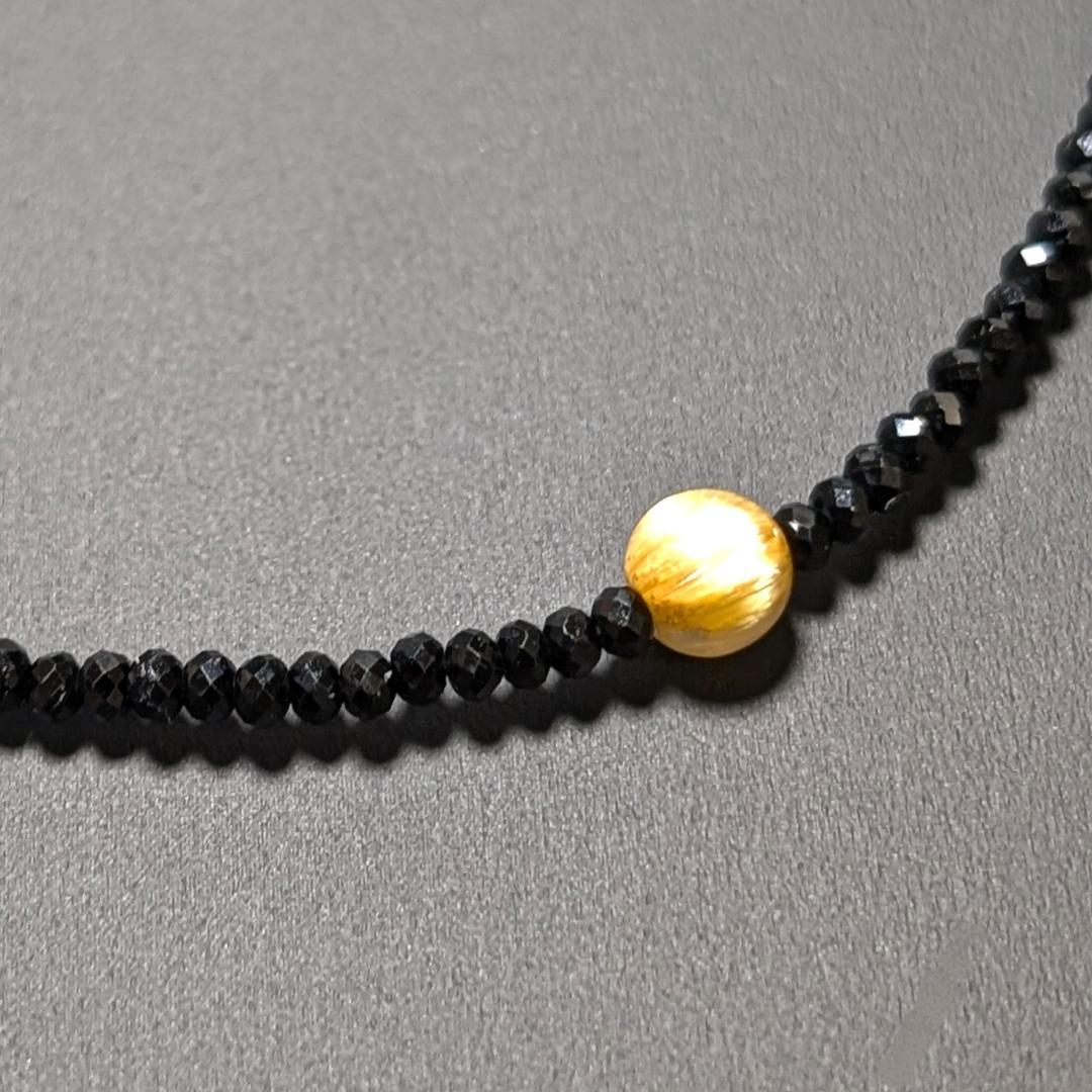 K18ゴールド使用◆希少タイチンルチル×ブラックスピネル◆大人の高級ネックレス