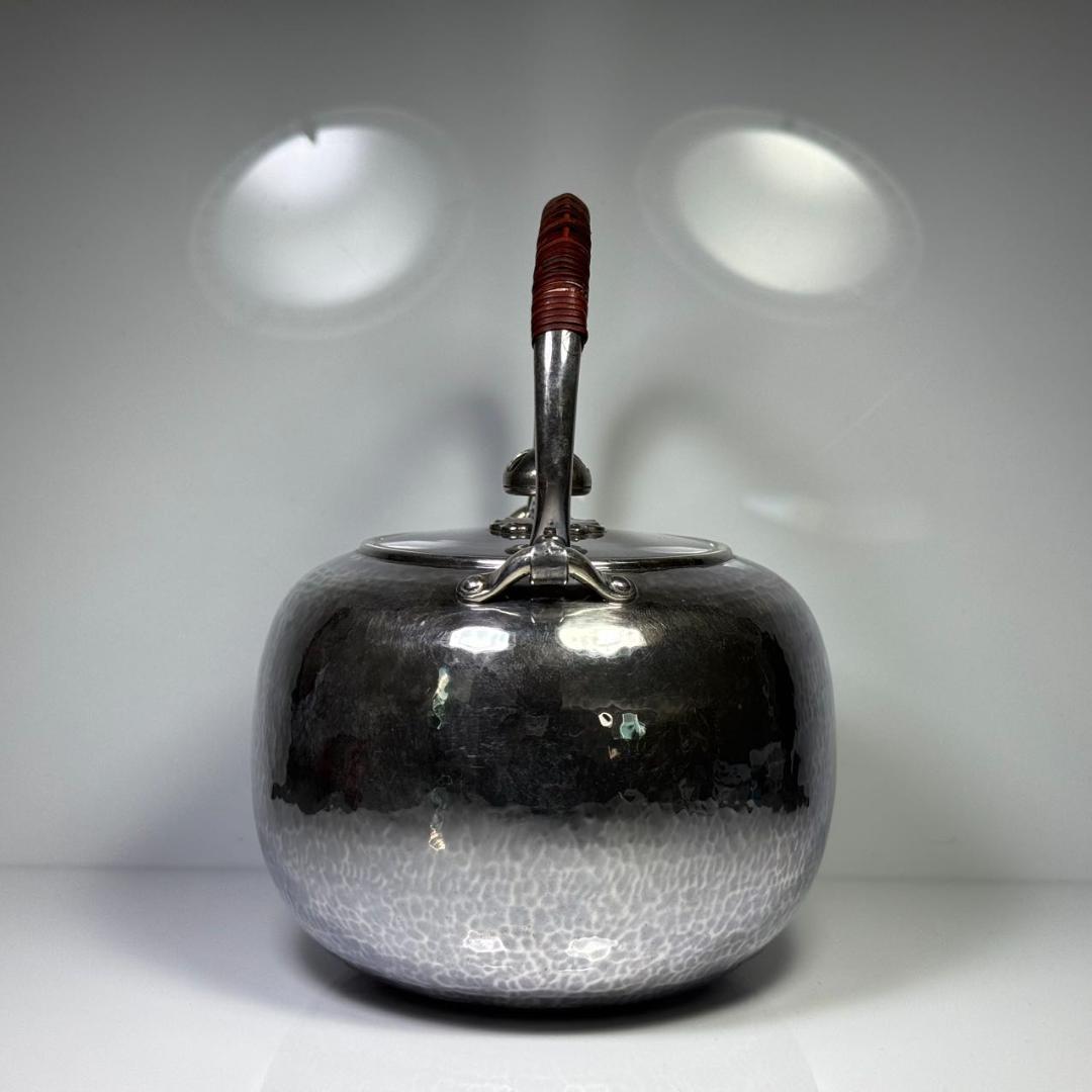 純銀製 槌目 薬缶 鳴付 銀瓶 煎茶道具 箱付 純銀保証