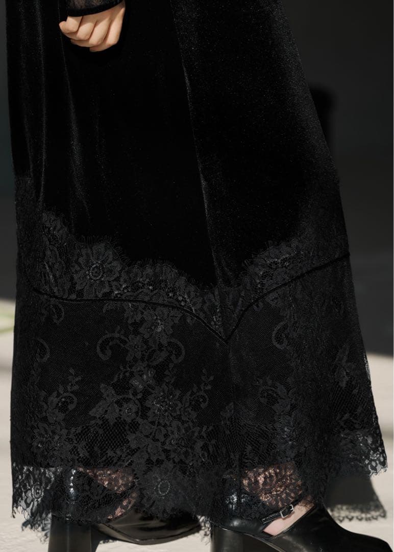 値下【美品】dot tulle panel lace velour OP/