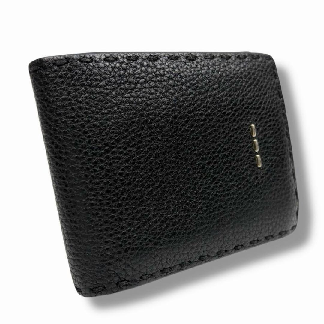 FENDI フェンディ セレリア 二つ折り財布 SELLERIA ステッチ 黒
